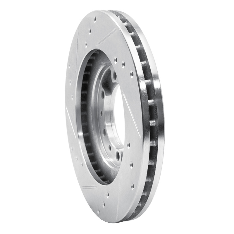 Mitsubishi Montero Brake Rotor (1) - Front Right - R1 Concepts - Drilled & Slotted - Silver - `94-`00